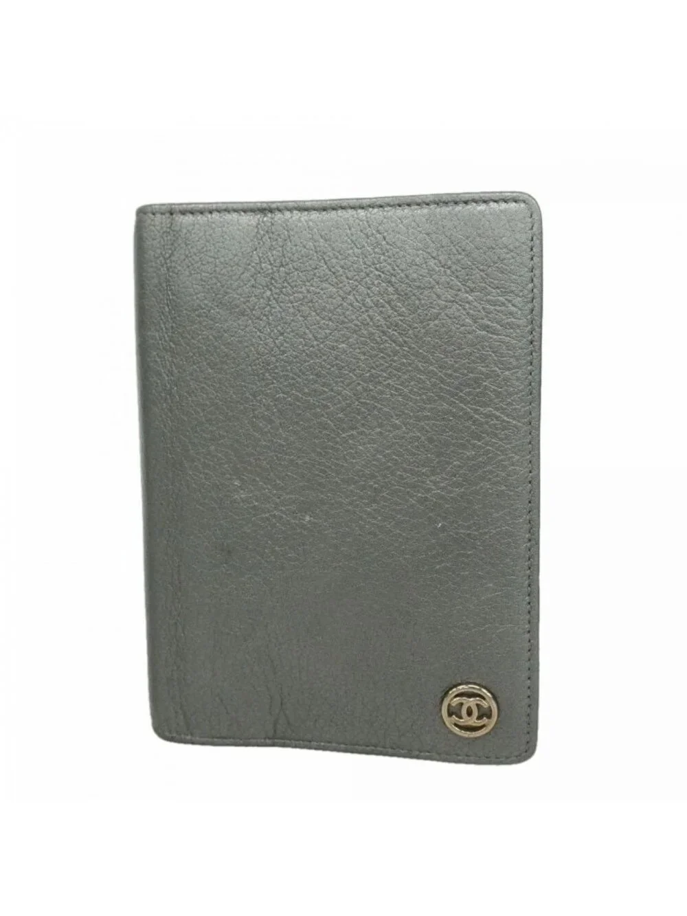 Chanel Notebook Cover Leather Gray Silver Agenda